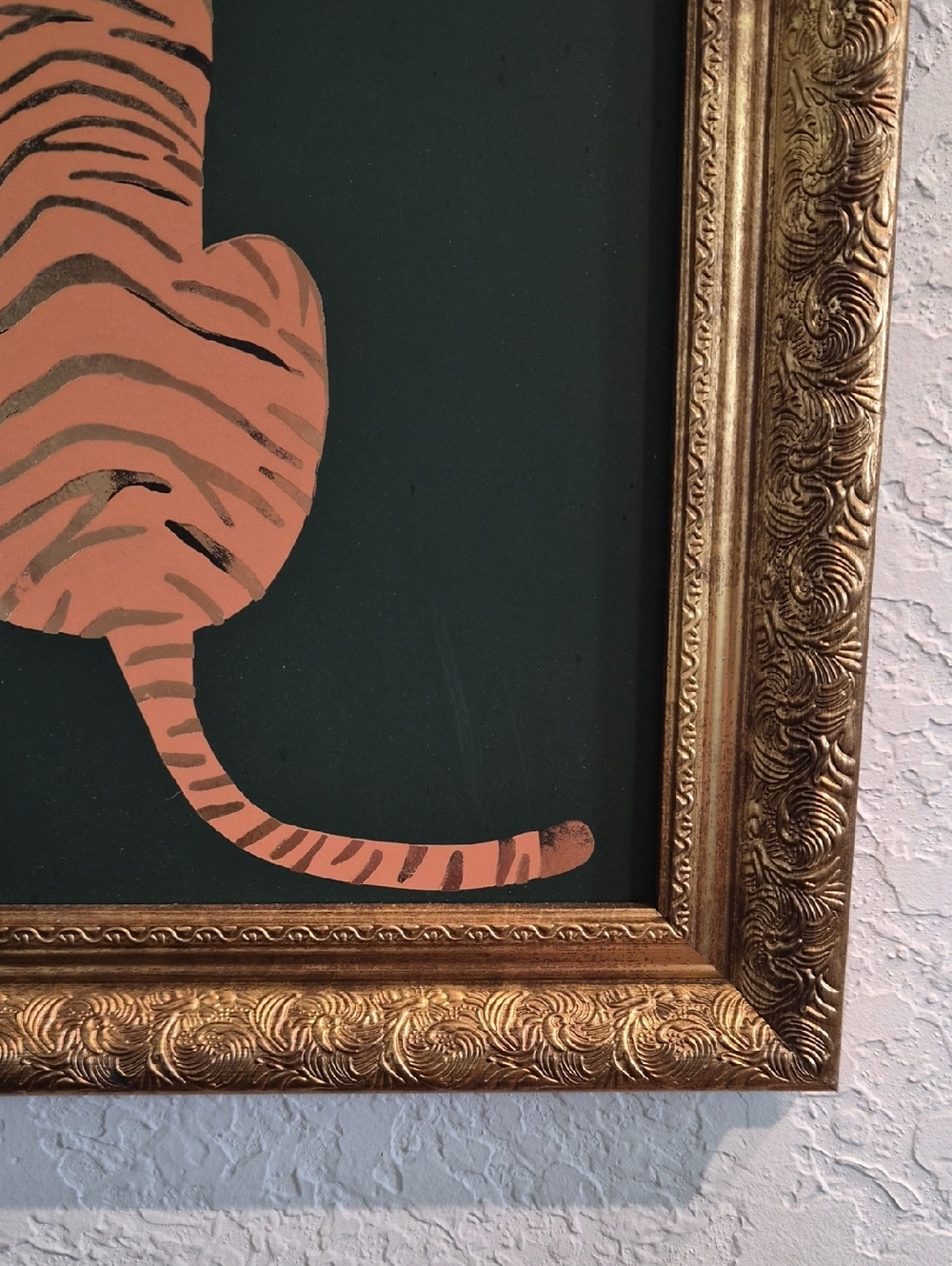 Framed Tiger Silhouette Wall Art - Orange Gold Green 11" X 13.5" - Picture 3 of 6